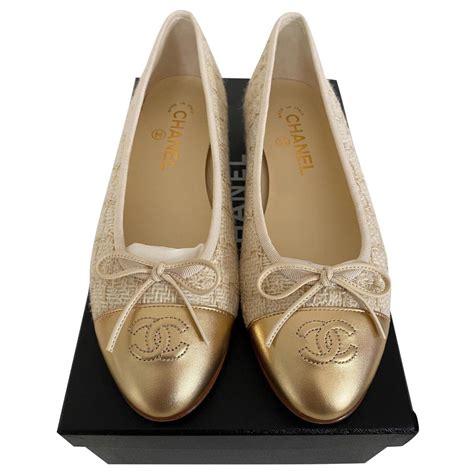 beige chanel flats